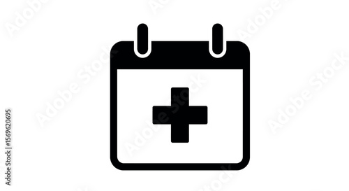 Minimalist medical appointment calendar icon with cross symbol