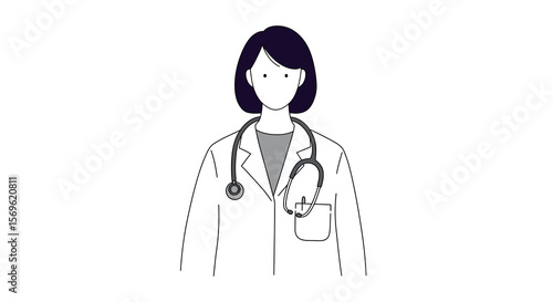Modern minimalist female doctor with stethoscope