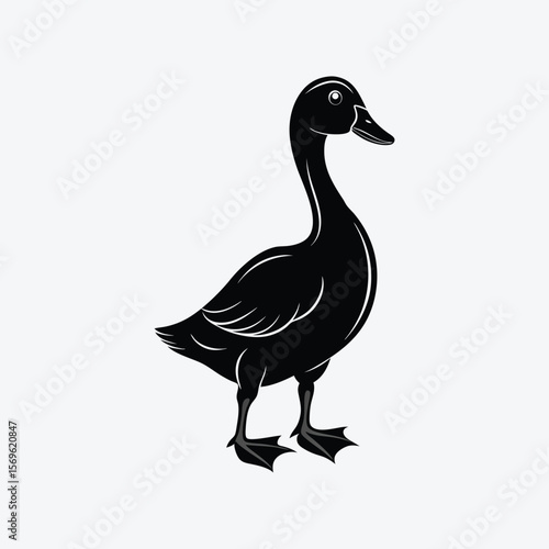 Vector art of black duck silhouette isolated on white background