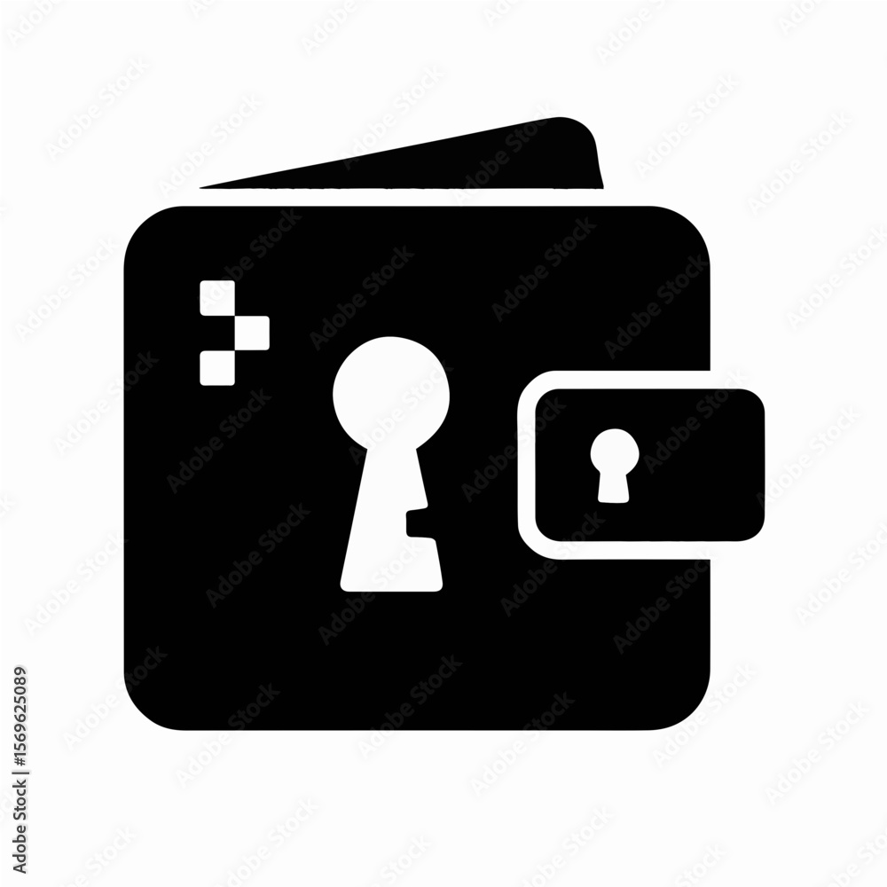 Crypto Wallet Icon – Wallet with Keyhole and Digital Pixel Crypto Wallet Icon – Wallet with Keyhole and Digital Pixel
