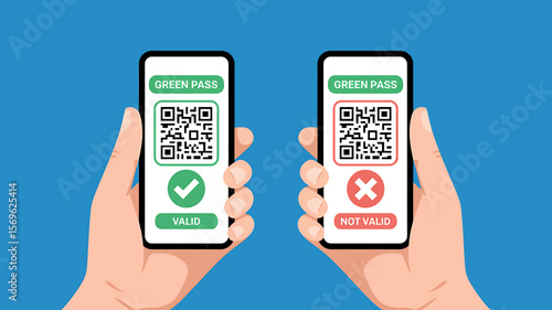 Digital Illustration Valid vs. Invalid QR Code Passes on Smartphones