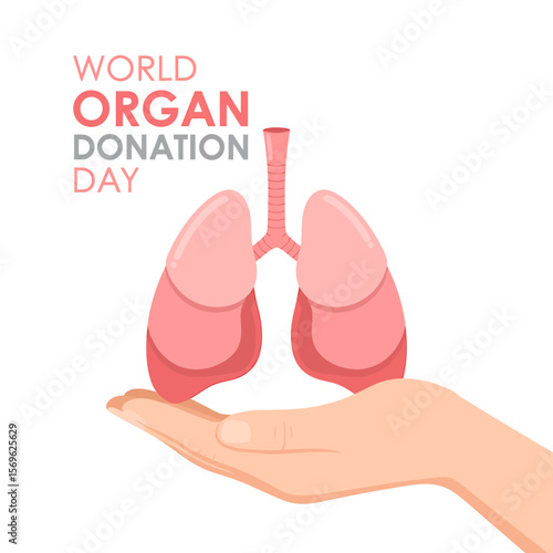 Hand holding lungs symbolizing world organ donation day awareness and health