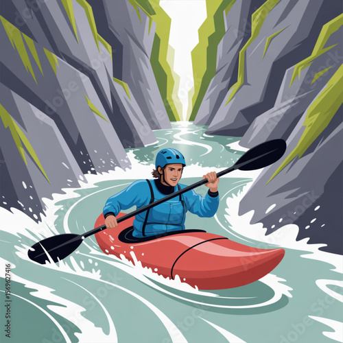 Kayaking on Wild River Rapids