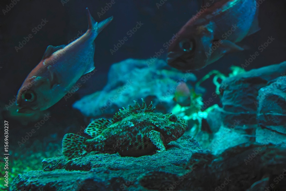 Fototapeta premium Marbled rockfish (False kelpfishI) under water