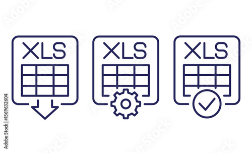 download xls document line icons on white