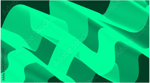 Wavy Blend Curved Background Green Cyan Color Abstract Design Vector Illustration