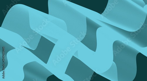 Wavy Blend Curved Background Cyan Color Abstract Design Vector Illustration