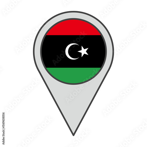 Free Download Vector illustration of a geolocation tag colored with the flag of Libya - GFXLoad