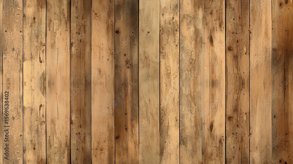 Fototapeta premium Light brown wooden background with horizontal planks, featuring vintage wooden wall texture, ideal for design and decoration as a wooden panel with natural grainy surface and old pattern.