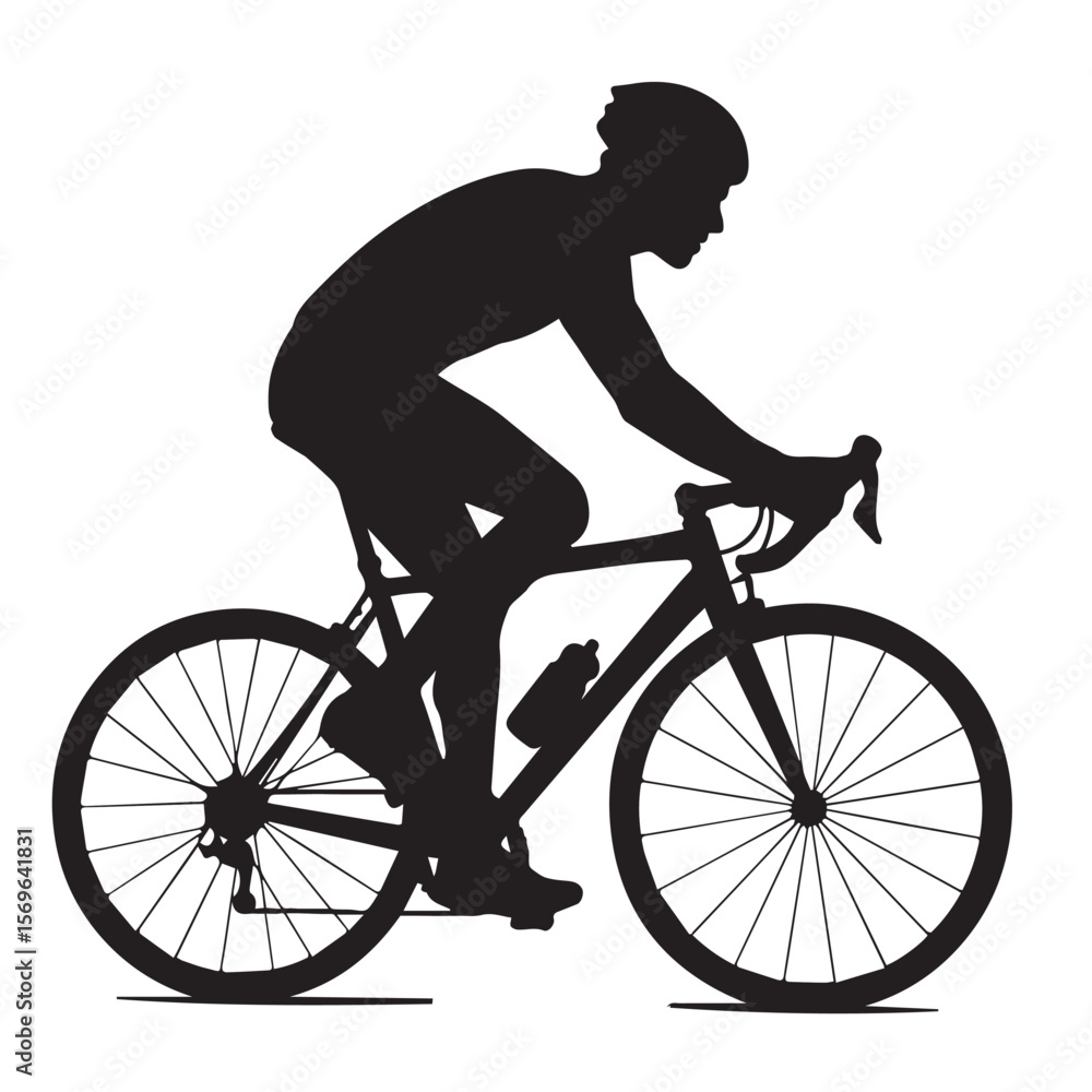 Naklejka premium Silhouette of a person riding a bicycle