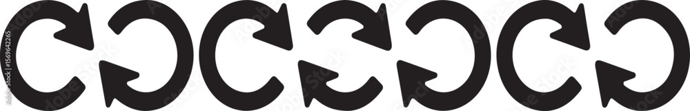 Fototapeta premium Black curved arrows repeating in a pattern white