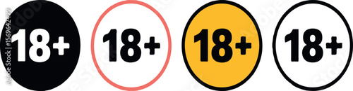 Black white coral yellow circles with eighteen plus symbol age restriction graphic