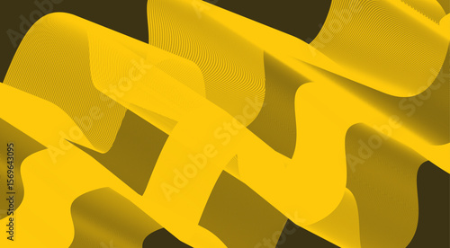 Wavy Blend Curved Background Yellow Color Abstract Design Vector Illustration