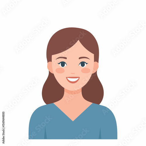 Smiling Woman Illustration Happy, Friendly Female Avatar for Websites and Applications