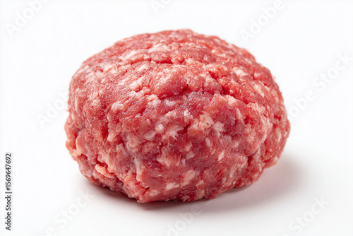 Ground meat isolated on white background, Selective focus minced pork for cooking ingredient on white background, Ground beef for meatball.