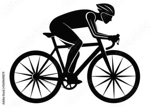 Stylized Minimalist Silhouette of Cyclist
