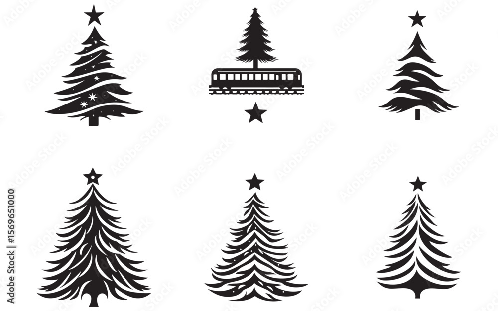 Obraz premium christmas trees set