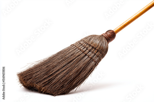 Wallpaper Mural Selective focus broom isolated on white background, Housemaid sweeping the floor. Torontodigital.ca