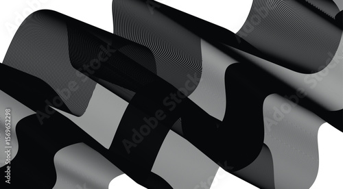 Wavy Blend Curved Black Color Abstract Background Design Vector Illustration