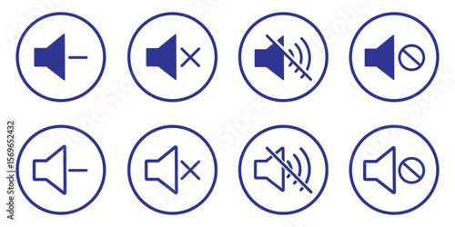 Mute sound icon . Mute sound icon set.