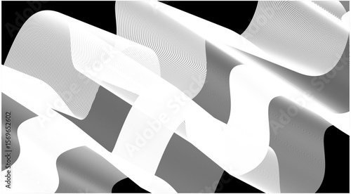 Wavy Blend Curved Balck And White Color Abstract Background Design Vector Illustration