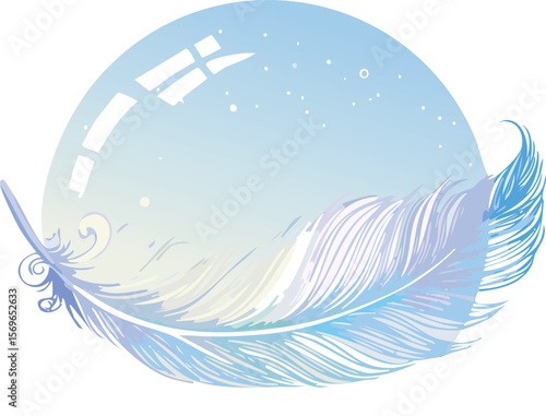 Elegant Feather-Shaped Dreamy Speech Bubble for Fantasy Themes