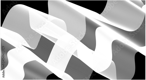 Wavy Blend Curved Balck And White Color Abstract Background Design Vector Illustration