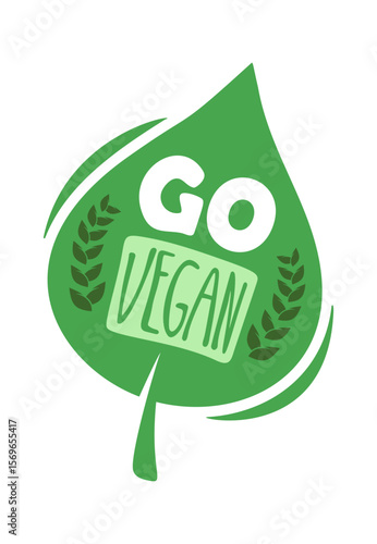 Go vegan slogan badge cartoon