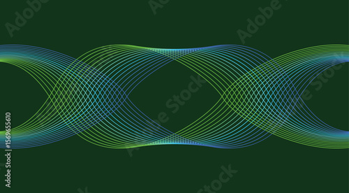 Wavy Blend Curved Background Green Cyan Gradient Abstract Design Vector Illustration