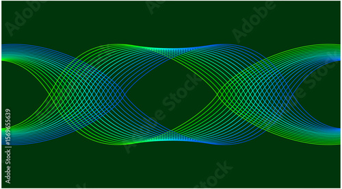 Wavy Blend Curved Background Green Cyan Gradient Abstract Design Vector Illustration