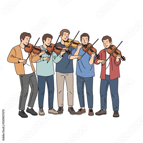 Vector set of male violinists