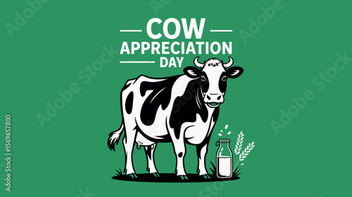 Cow Appreciation Day Cartoon Farm Animal Milk Celebration Graphic