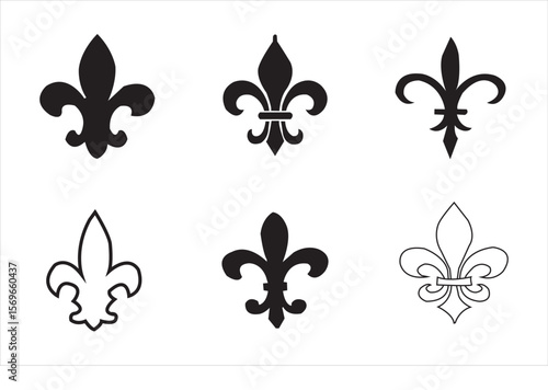Fleur de lis Vector Icon Set, classic fleur de lis silhouette vector.