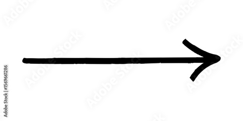 Simple black hand drawn arrow pointing to the right on a white background