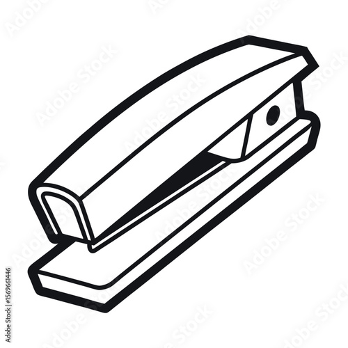 Simple black and white illustration of a stapler isolated on white background
