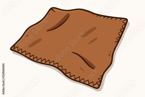 Brown rag for cleaning isolated. Vector cartoon illustration of a duster cloth for housework or dishwashing. Household chore and hygiene concept. Flat icon for janitorial service.