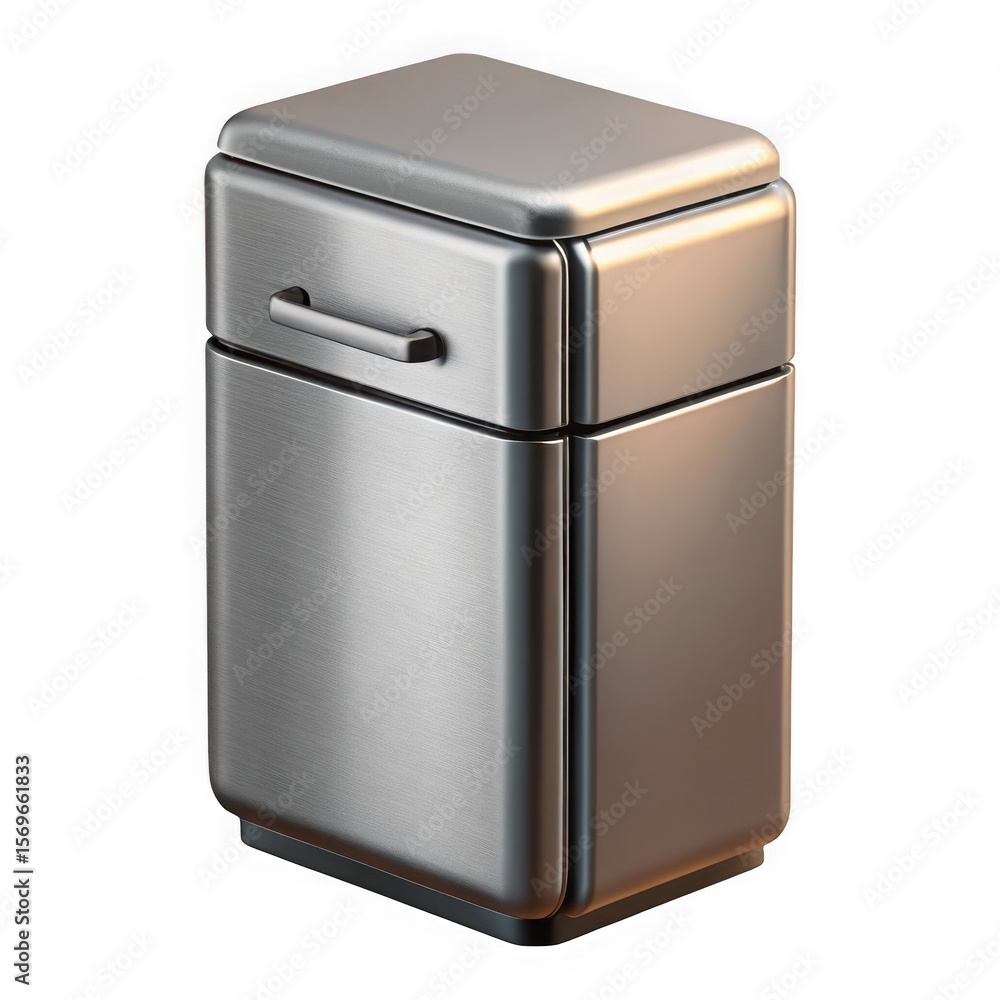 Retro brushed metal two door refrigerator isolated on transparent background Retro brushed metal two door refrigerator isolated on transparent background