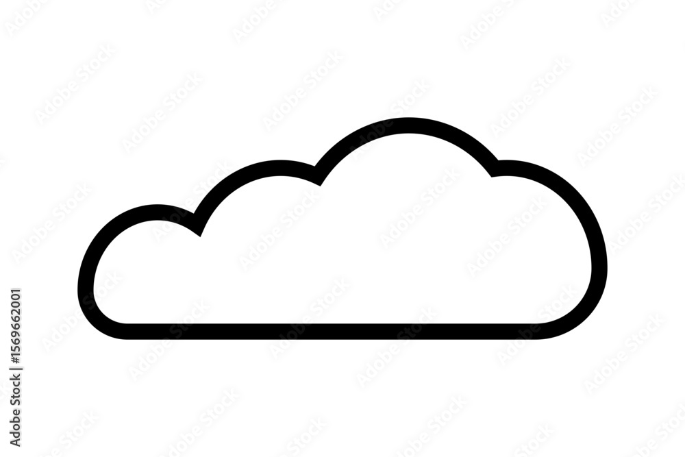 Simple black outline of a cloud shape on a white background vector illustration Simple black outline of a cloud shape on a white background vector illustration