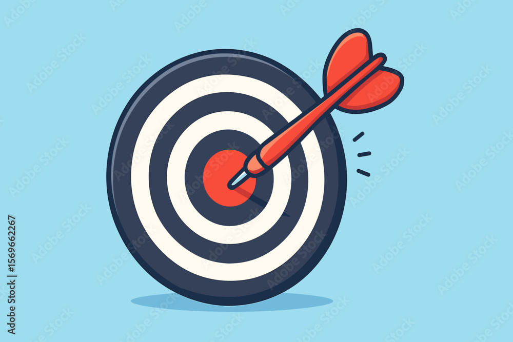 Bullseye Success Concept, Red Dart Arrow Hitting Center of Target, Precision Aim, Achievement, Goal Reached, Accurate Focus, Modern Flat Vector Illustration, Motivation, Business Strategy Bullseye Success Concept, Red Dart Arrow Hitting Center of Target, Precision Aim, Achievement, Goal Reached, Accurate Focus, Modern Flat Vector Illustration, Motivation, Business Strategy