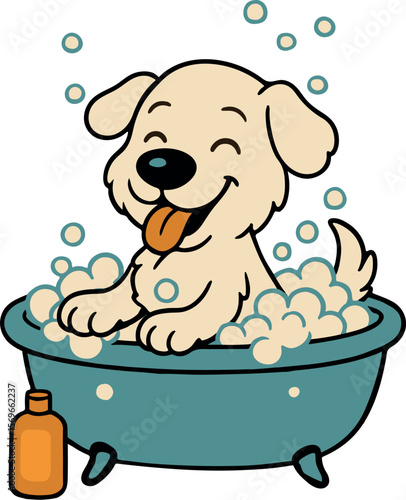 Dog Bathing Isolated.eps