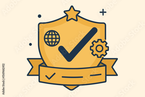 Premium Service Quality Assurance Badge, Guarantee, ISO Certification, Standardization, Product and Service Quality Commitment, Top Standards, Global Compliance, Advertising Concept