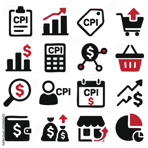 Collection of CPI Icons for Business and Finance.