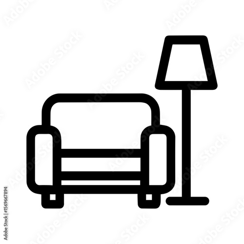 Common room sofa and lamp icon with cozy living space elements
