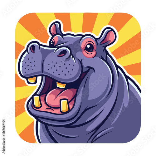 Dive into Delight: A Playful and Vibrant Icon Capturing the Charming Spirit of an African Hippo