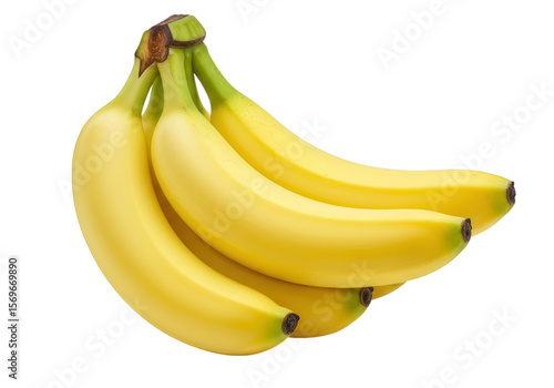 A vibrant cluster of ripe yellow bananas, a tropical fruit isolated on a transparent background