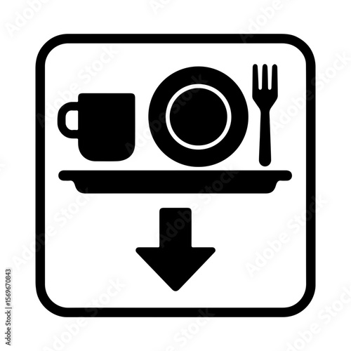 Tray return station – food court tray and food scrap return icon
