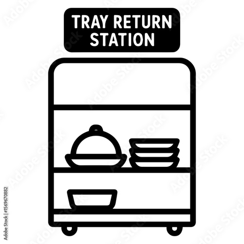 Tray return station – food court tray and food scrap return icon
