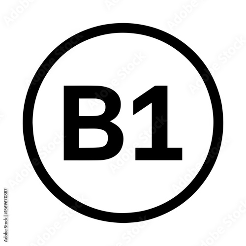 Platform number B1 inside circle icon for transit signage
