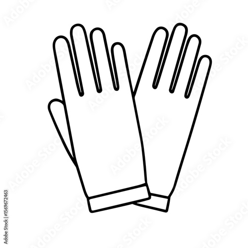 Pair of simple line art gloves, outlined in black.
