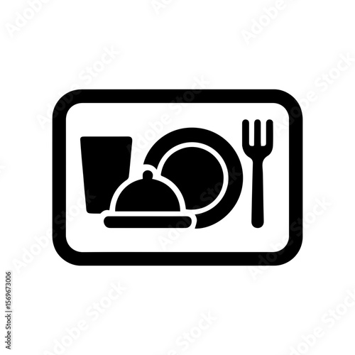 Tray return station – food court tray and food scrap return icon
